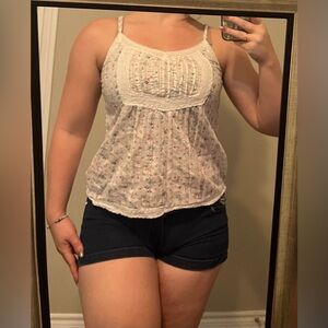 Floral Lace Trim Cami Top